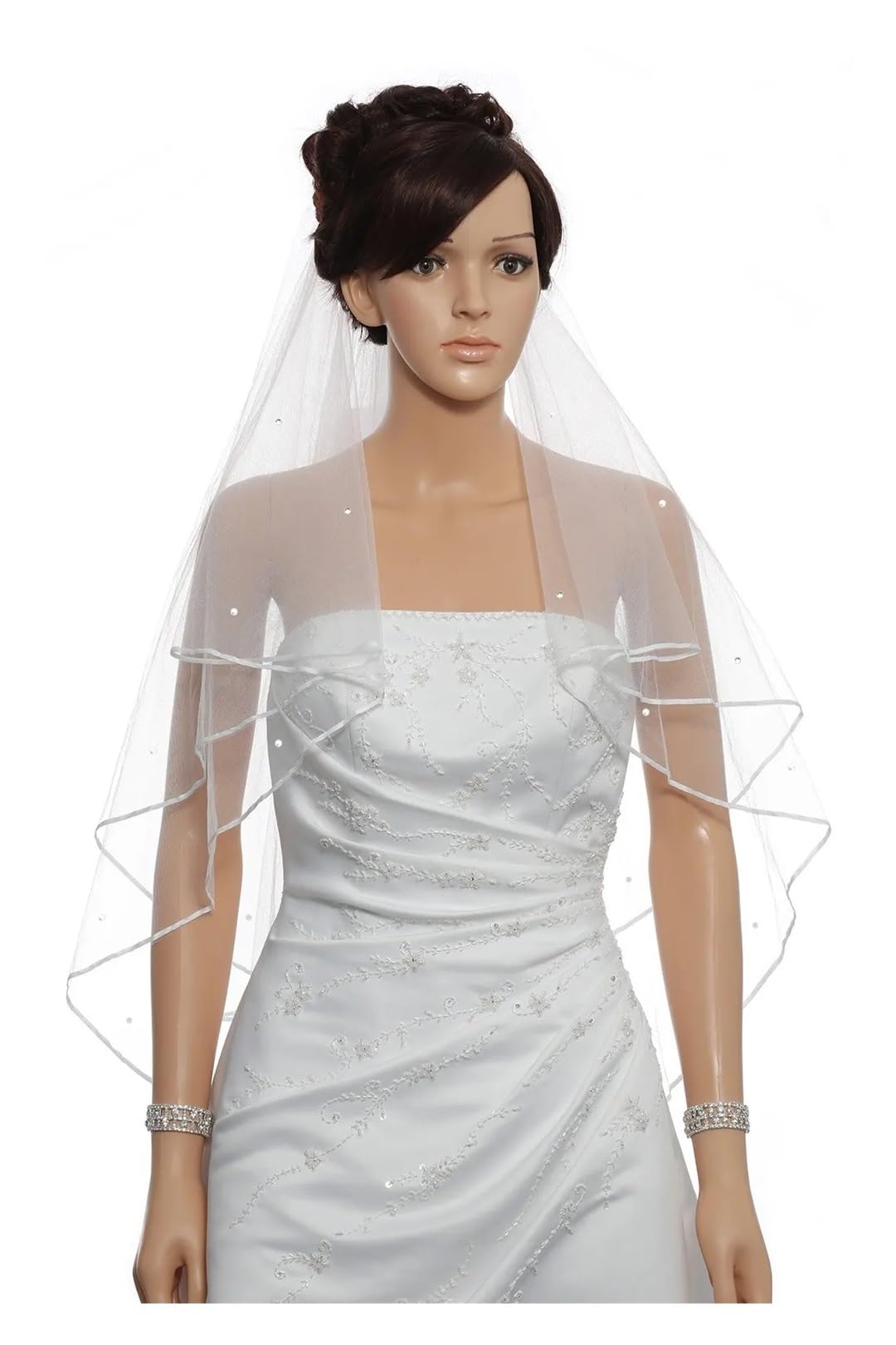 Schleier Braut Rand-Mitte gesammelter Rhinestone-Kristall-Brautschleier