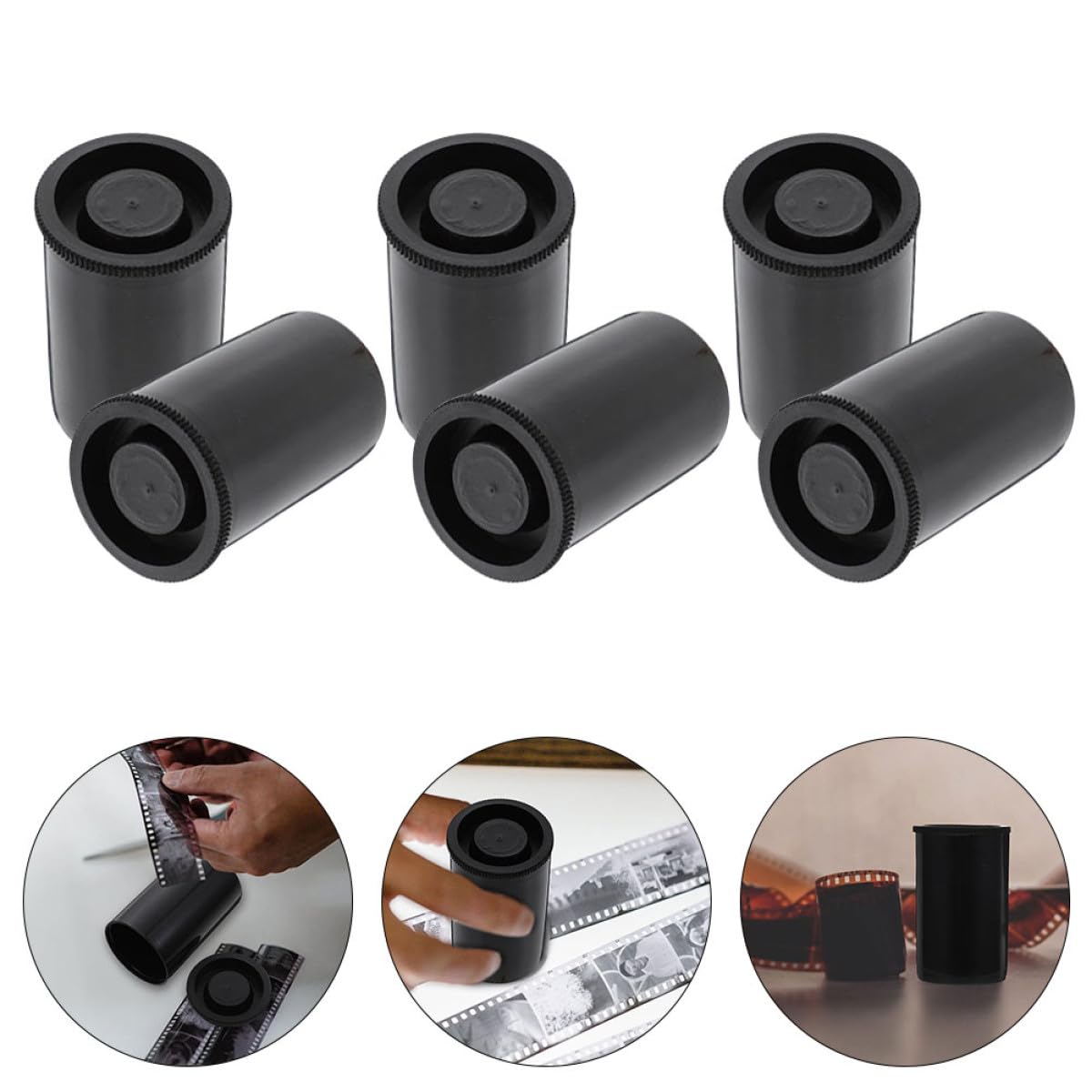Alipis Boîtes de Rangement pour Films Photo en Plastique Couvercle Boîte Cylindrique Noire Lot de 50 Pièces Étui Étanche et Anti-Poussière pour Stockage et Transport de Pellicules
