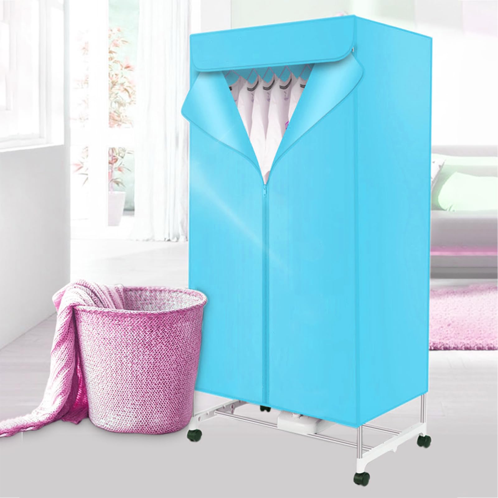 1000W Electric Clothes Airer, 2 Tier Heated Clothes Dryer, Air Drying Rack, 30-180 Minutes Timer, 15KG Load Capacity, Heated Clothes Dryer Indoor for All Fabrics