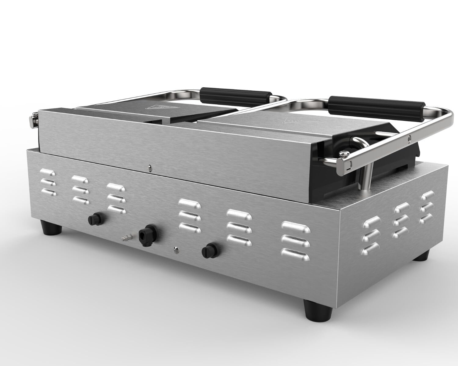 METRO Professional Plancha con doble Panini grill GPG2201, acero inoxidable, 57 x 36 x 20 cm, rango de temp.: 50-300° C, 55 paninis cada 60 minutos, plata