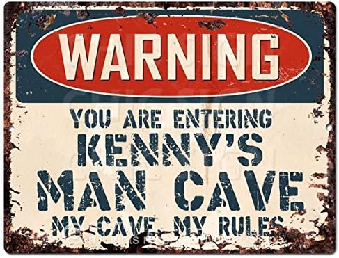 Warning You are Entering KENNY'S Man CAVE Chic Sign Vintage Retro Rustic 9"x 12" Metal Plate Store Home Room Wall Decor Gift