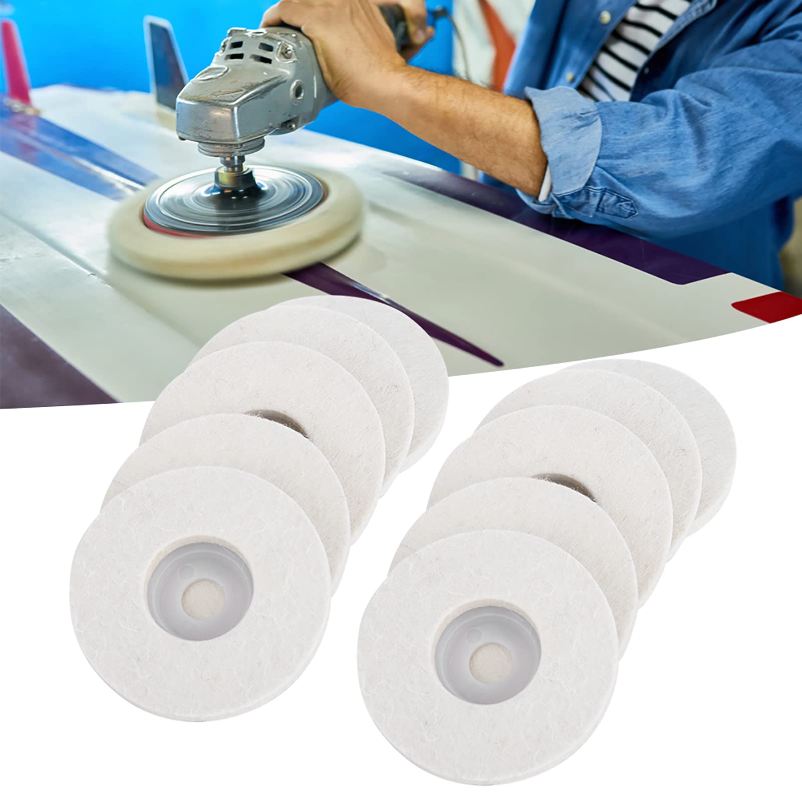 10 sztuk Wool Felt polerskie tarcze polerskie, szlifierki kątowe, tarcze polerskie, tarcze polerskie do wełny, zestaw do polerowania, do biżuterii metalowej, młynka cylindrycznego (cienka wełna)