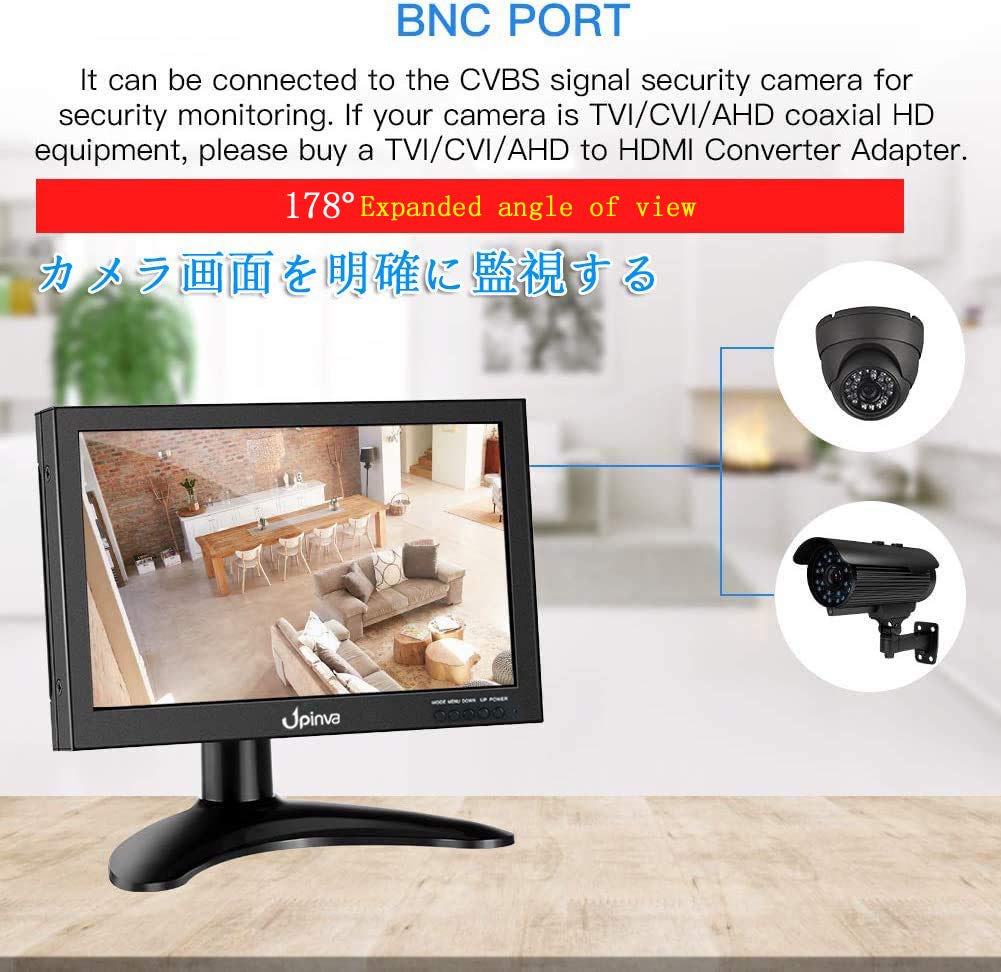 Monitor CCTV per piccoli monitor HDMI da 10,1 pollici copertura in metallo con porta USB AV VGA BNC di sorveglianza sicuro per uffici domestici Schermo HD 1280x800 con altoparlante incorporato