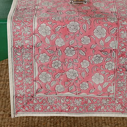 Image of Ravaiyaa - Attitude is everything Cotton Hand Block Printed Table Runner Bed Runner Table Bed Decor (Pink Floral)