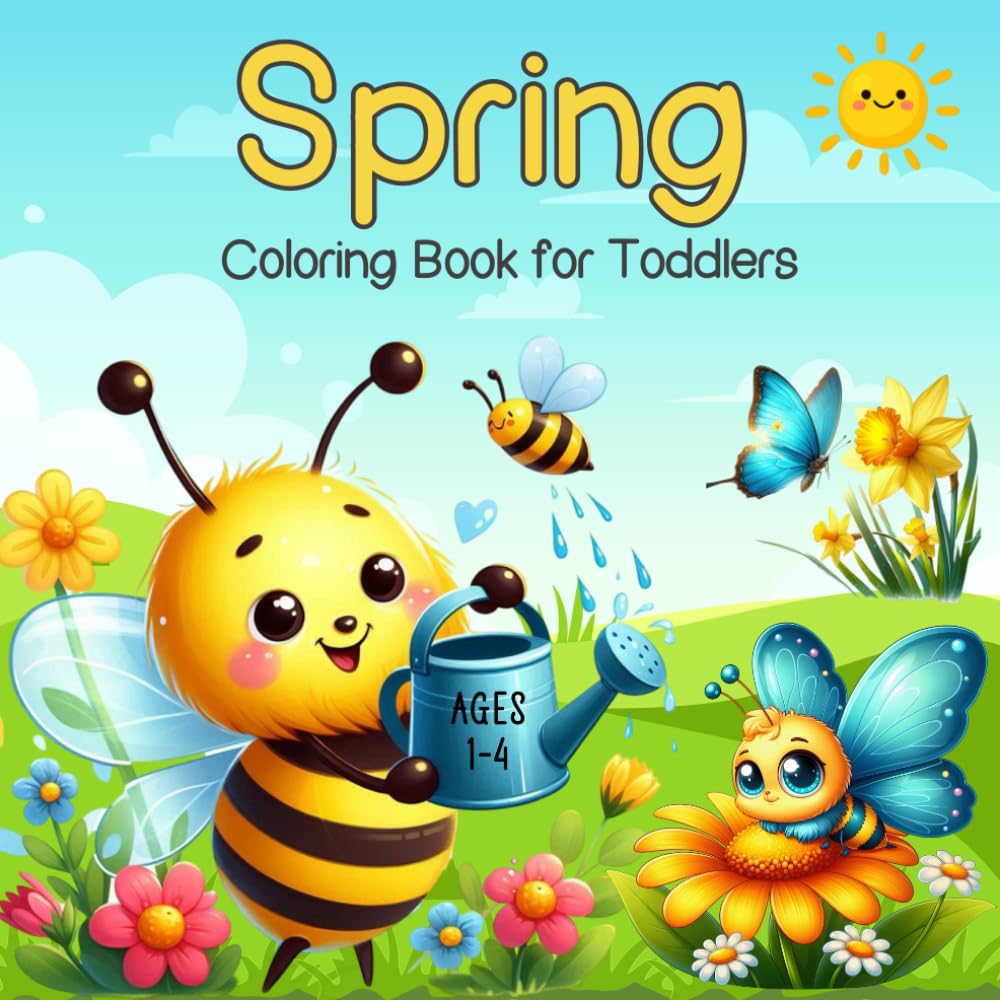 Spring Coloring Book for Toddlers Ages 1-3: Big and Easy Illustrations with Bold lines to Color