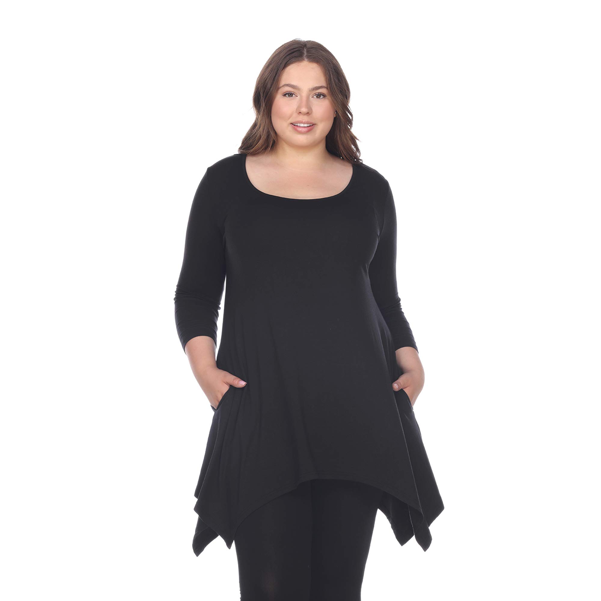 white markWomen's Makayla Tunic Top with Shark Bite Hemline & Pockets