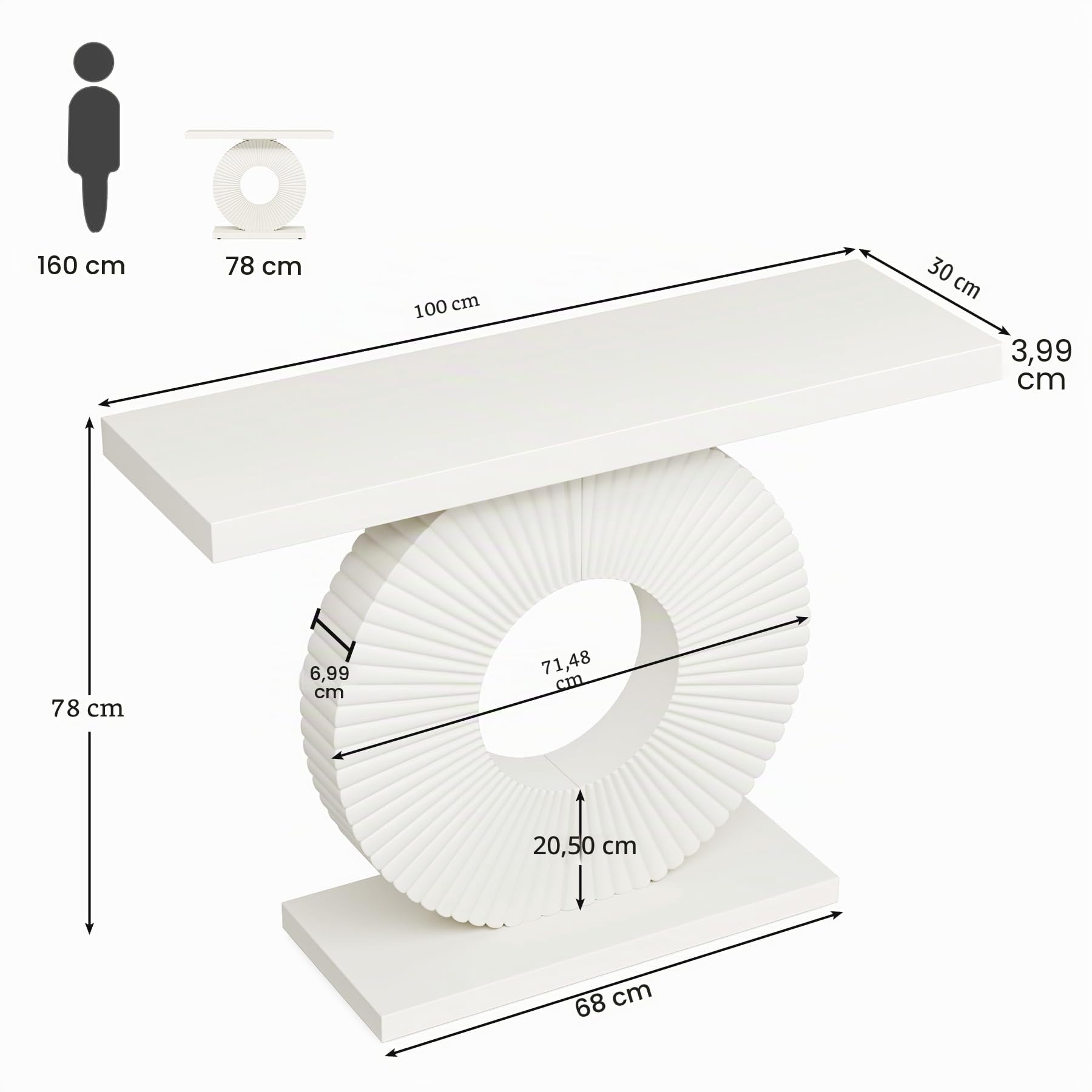 Tribesigns consolle ingresso moderno in Legno, con base geometrica, tavolo ingresso in legno,per soggiorno, corridoio, camera da letto,Campagnard-Stil 100 x 30 x 79cm Bianco