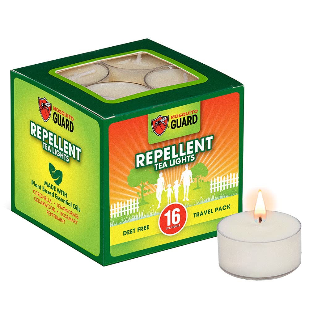 Mosquito Guard Repellent Tea Light Candles (16 Pack) Made with Natural