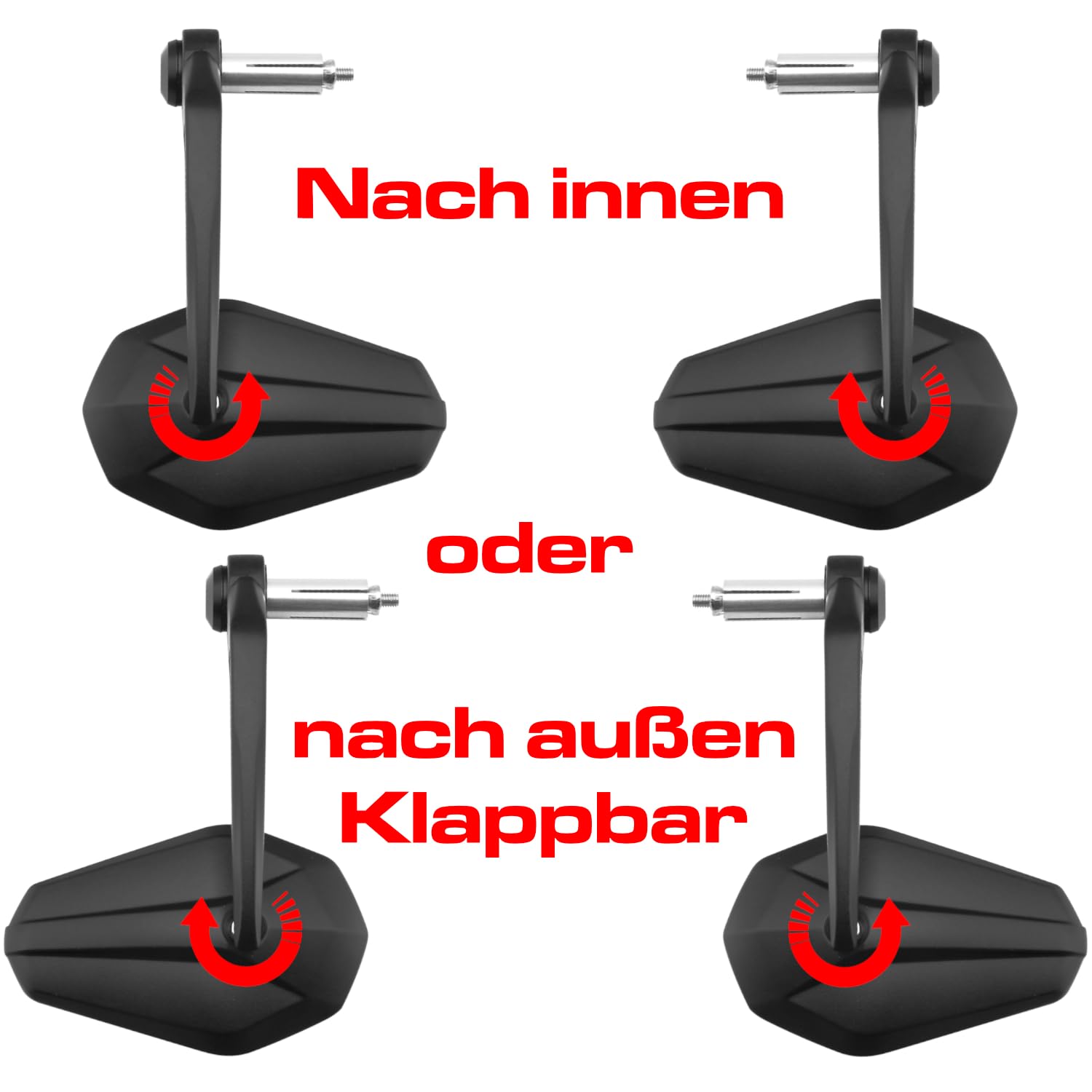 Area1 Motorroller Lenkerendenspiegel Spiegel Set kompatibel mit Supermoto Racing, Classic Moped, Cracker (V78)