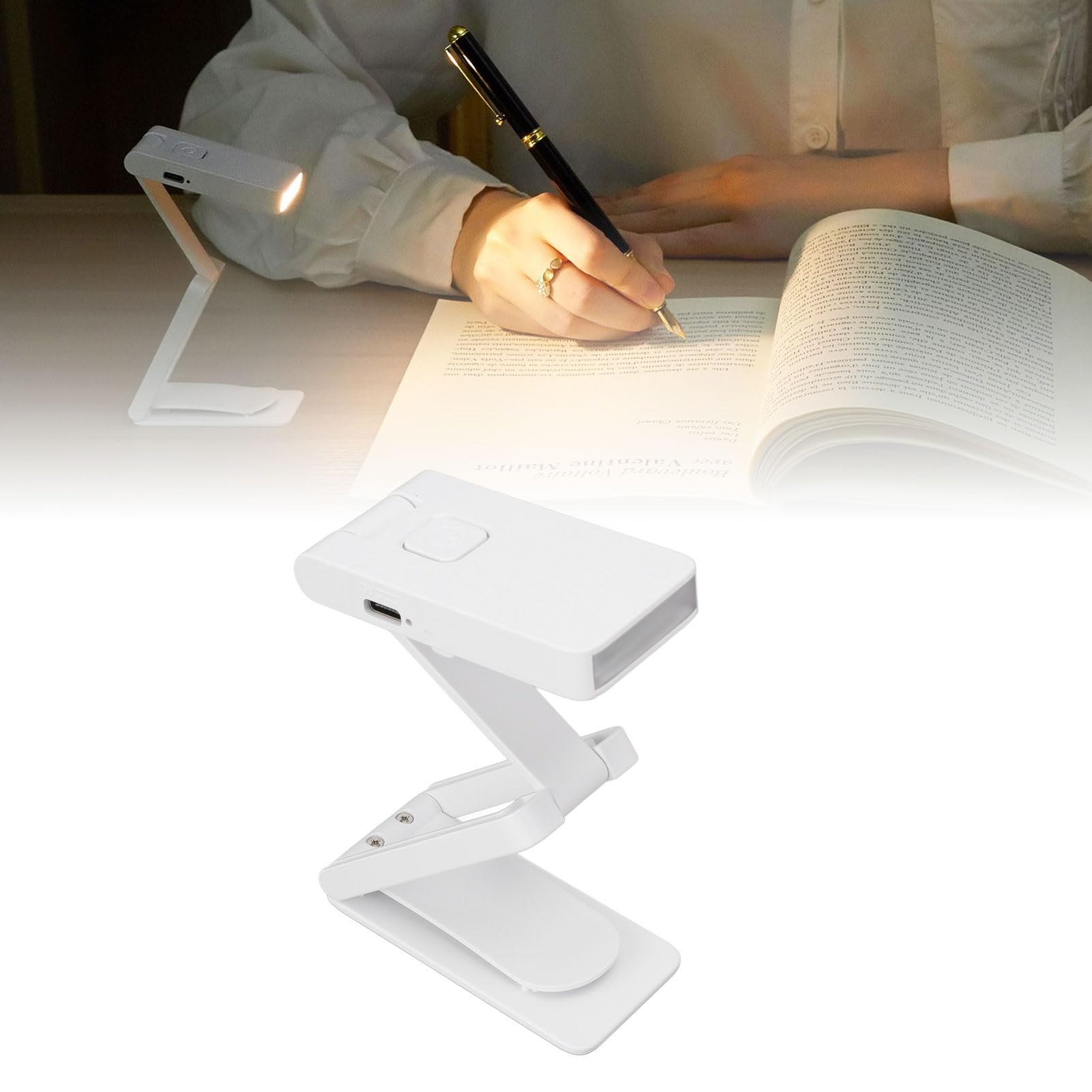 SUNGOOYUE Reading Light,Rechargeable Book Light USB Powered Reading Light 3 Color Temperatures Stepless Dimmable On Design Foldable Compact for Nighttime Reading