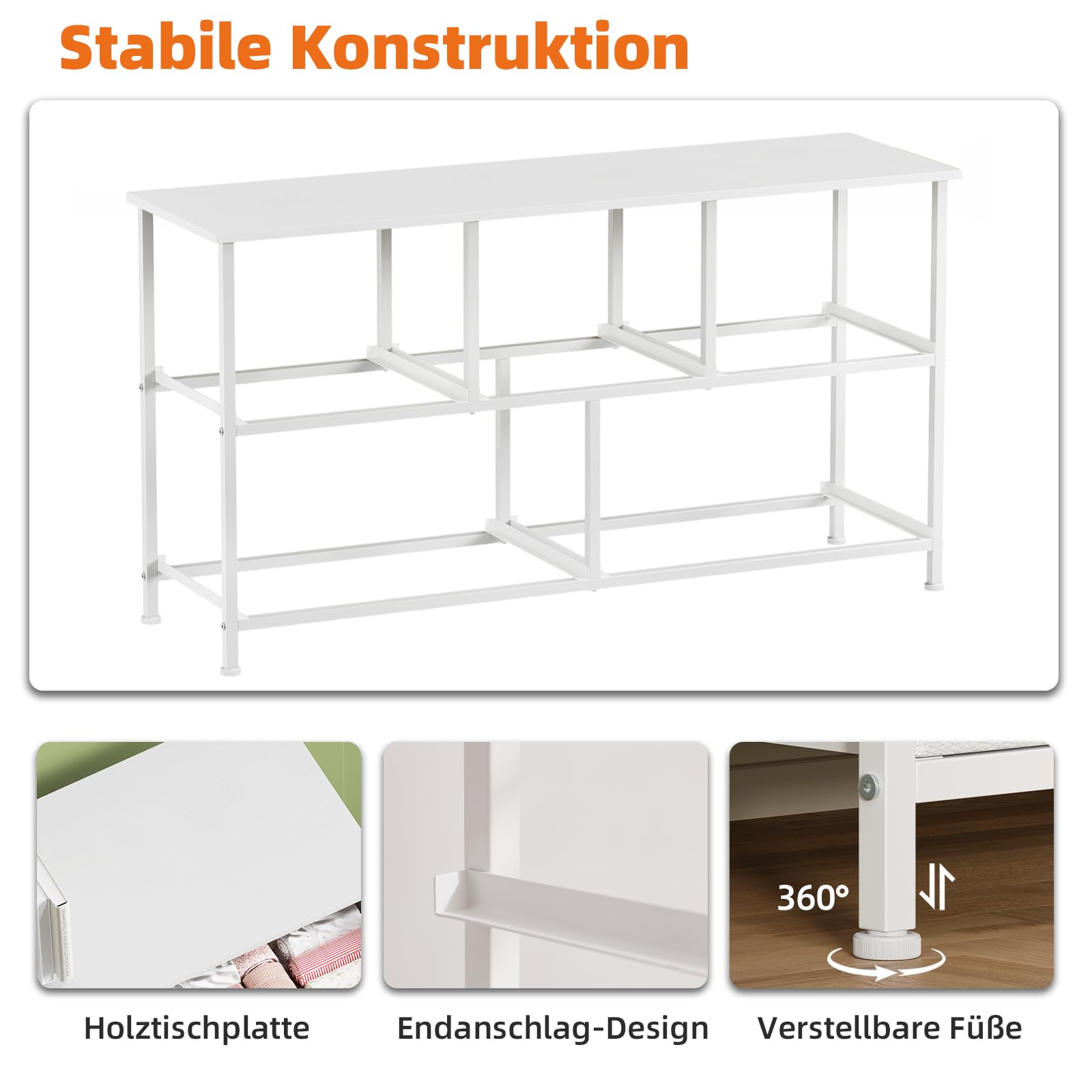 Somdot Kommode mit Schubladen, Stoffkommode, Kommode für Schlafzimmer Wohnzimmer Flur, Komodenschrank Schubladenschrank Aufbewahrungsschrank, 5 Stoffschubladen, Weiß