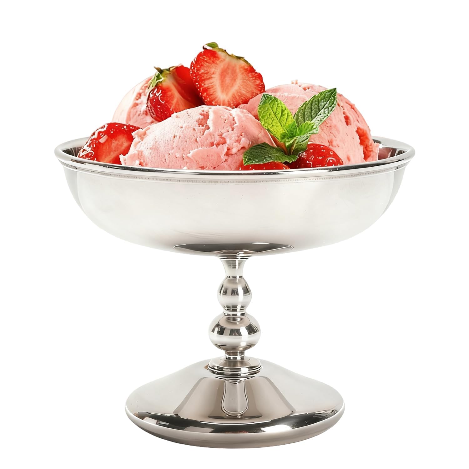 Hapivida Ice Cream Sundae Bowls, 180ml Stainless Steel Dessert Cups Retro Footed Trifle Bowl Serving Dishes Mini Milk Shake Cups for Ice Cream, Desserts, Pudding, Fruit, Appetizer, Salad (#2)