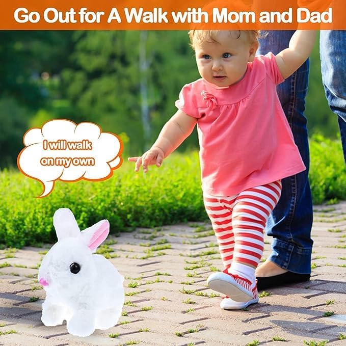BELARO Plush Bunny Rabbit Pet Toy Walking, Hopping, Wiggle Ears, Twitch Nose, Sounds, Soft Animated Electronic Toys for Birthday Gifts for Baby Girls,Boys,Toddlers,Kids (Bunny) 2