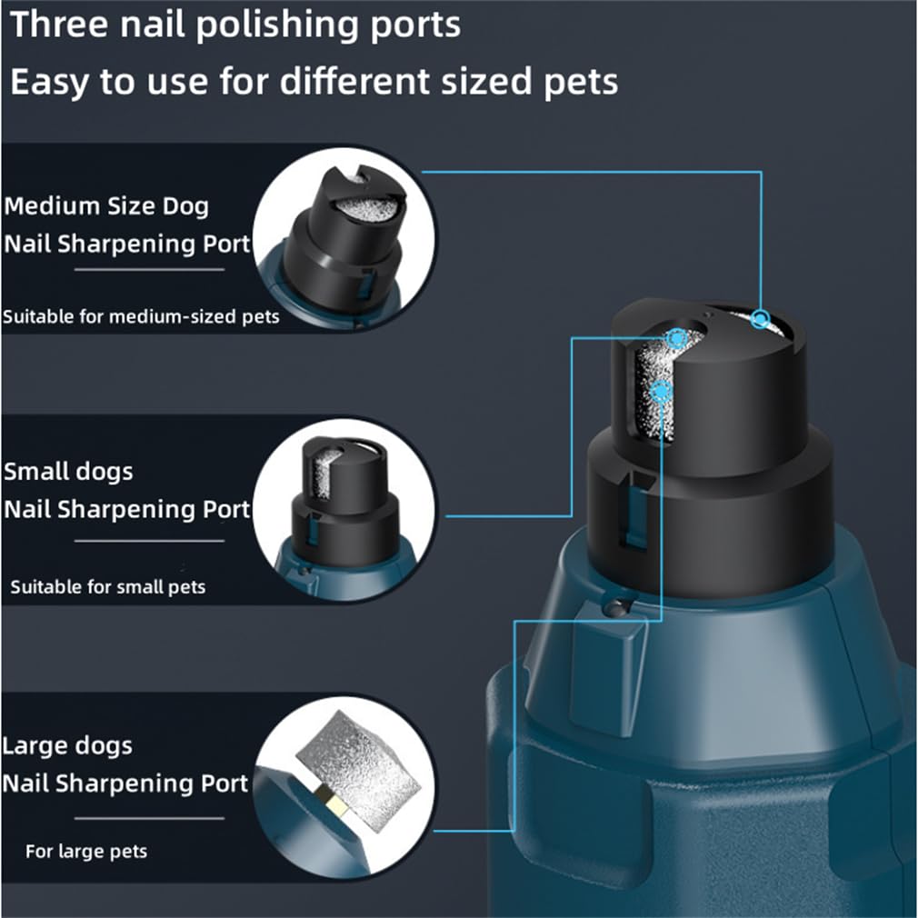 Molinillo de uñas silencioso para perros, kit de aseo para perros, luz LED dual de 6 velocidades, ajuste de velocidad variable, para perros grandes, medianos, gatos, cuidado de uñas de animales