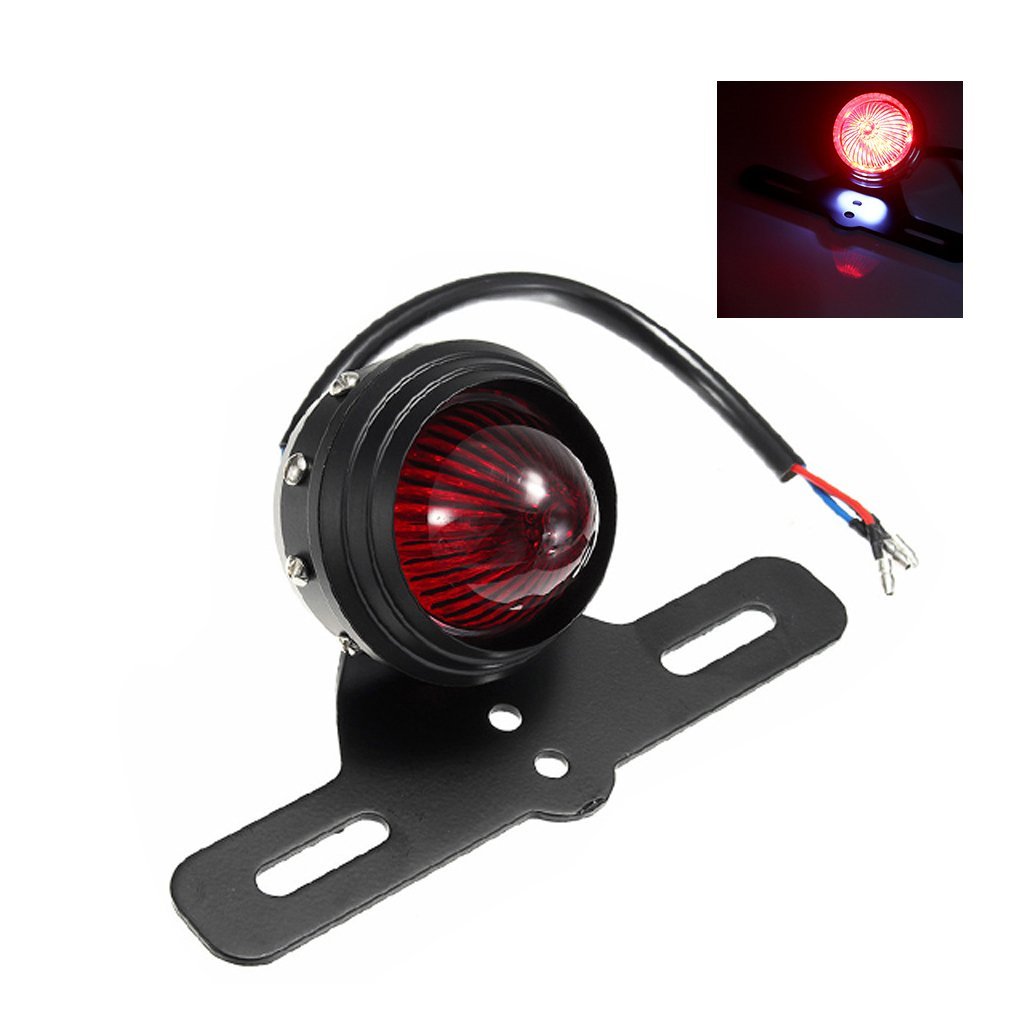 Moto 12V Fuex Arrière Tail Light Feux Stop LED Tailight Avec Support Plaque Immatriculation
