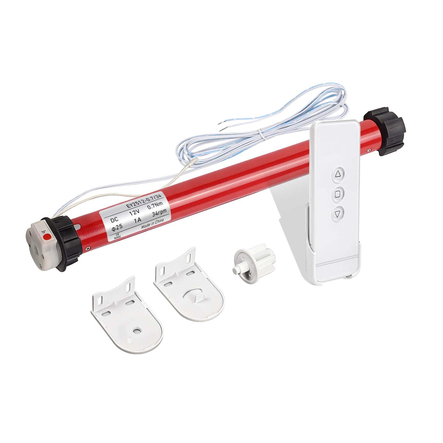 Aluminium 12V DIY Electric Roller Blinds/Shades 25mm Tubular Motor, Motorized Shades Blinds Windows Remote Control Working with 1.5 Inch Tube