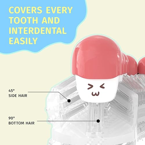 Miniatura 4 de Cepillo de dientes eléctrico en forma de U para niños, cepillo de dientes sónico para bebé, dinosaurio de dibujos animados, limpieza de 360 grados,