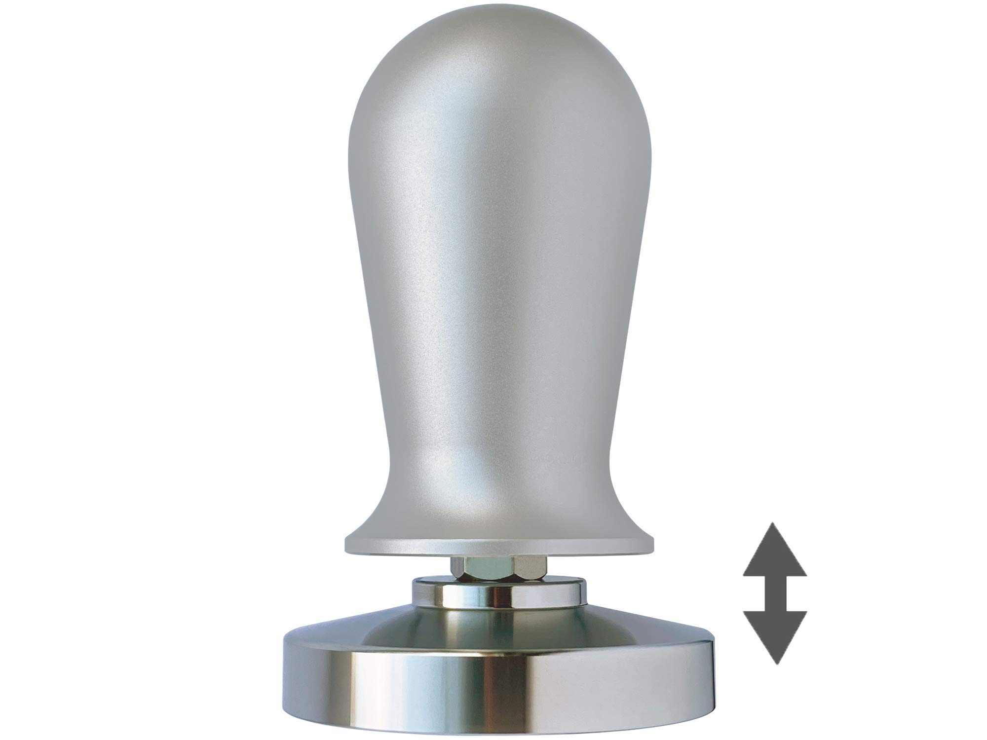 Scarlet Perfetto Tamper, koffiestamper voor barista's, gekalibreerd op 16 kilo aandrukkracht, met aluminium of houten handvat en roestvrij stalen precisiebasis (set: sandelhout, donkerbruin, 53 mm, met tamperplateau