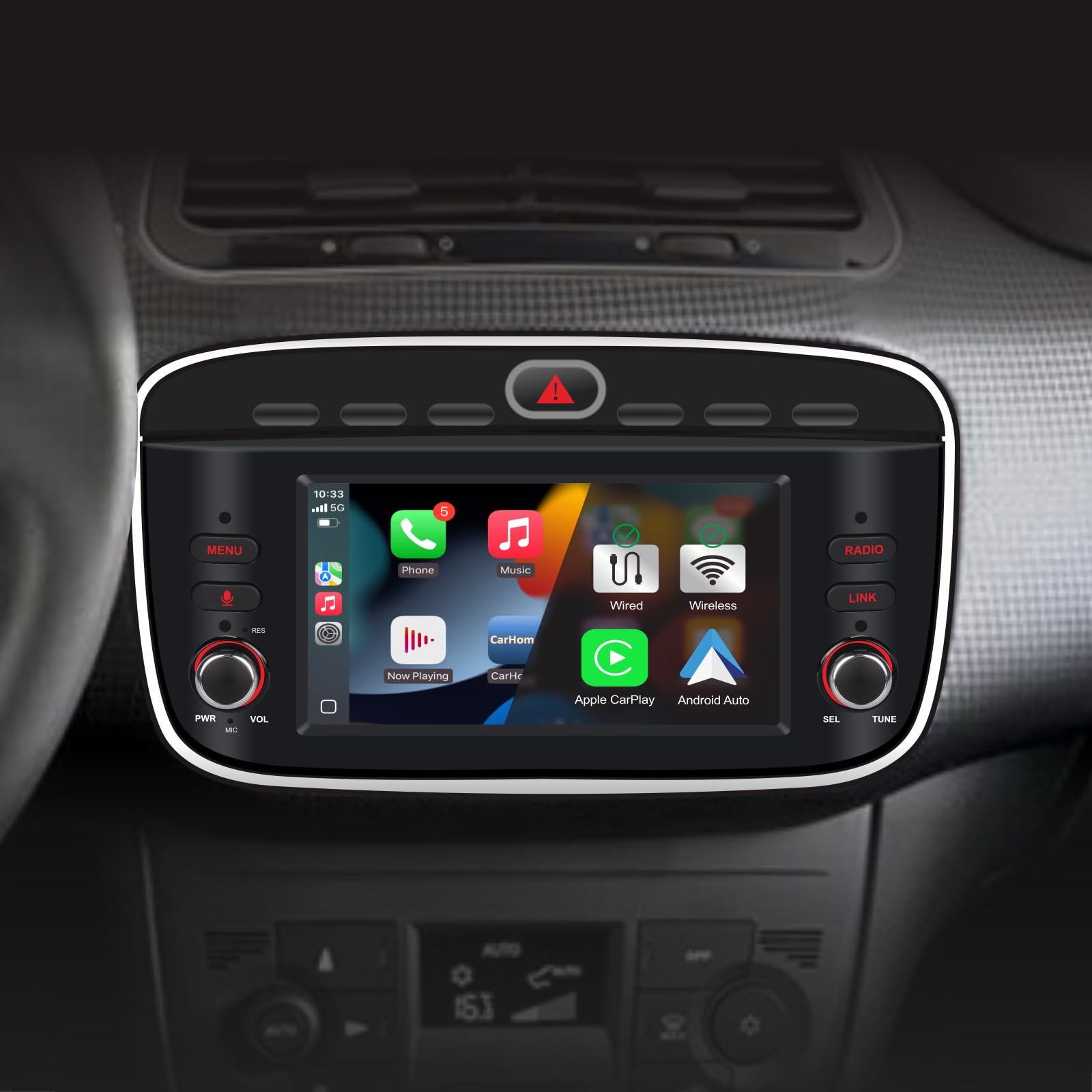 Autoradio per Fiat Punto(2010-2016) Linea(2012-2015) Stereo Wireless CarPlay/Android Auto Bluetooth RDS