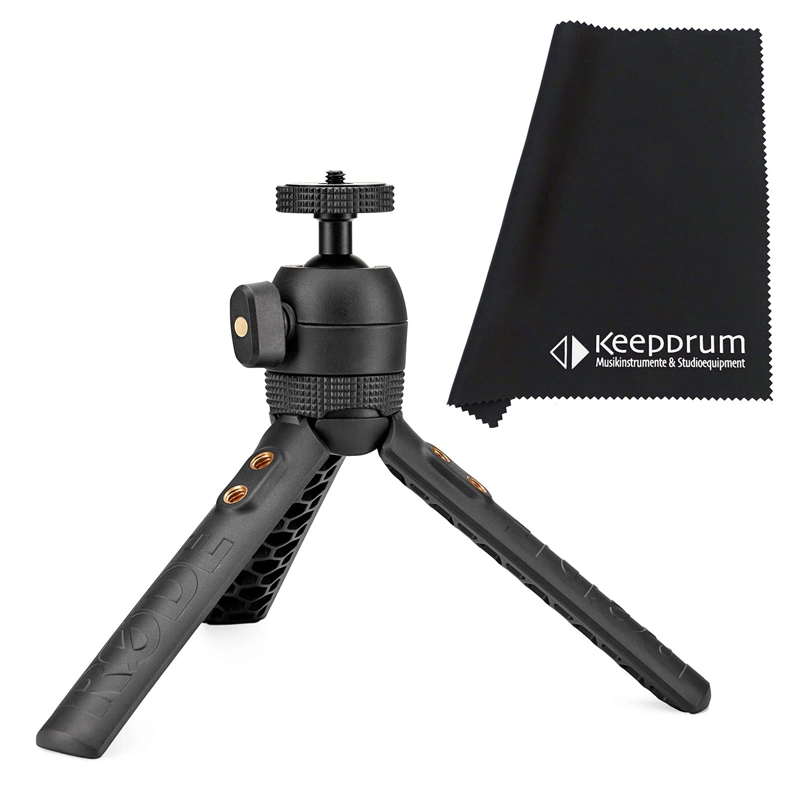 Rode Tripod2 Dreibein-Stativ Handgriff für Kameras und Mikrofone + keepdrum Mikrofasertuch