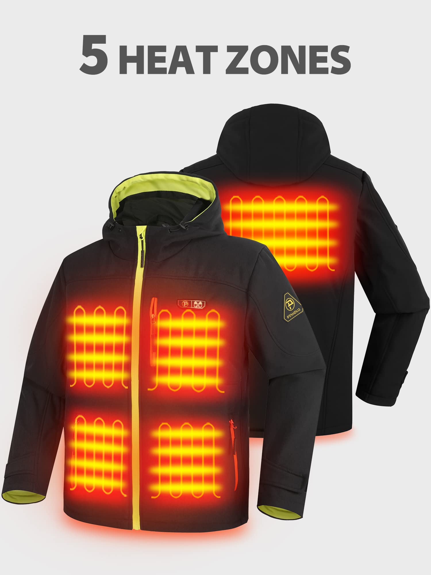 PTAHDUS Mens Heated Jacket Soft Shell