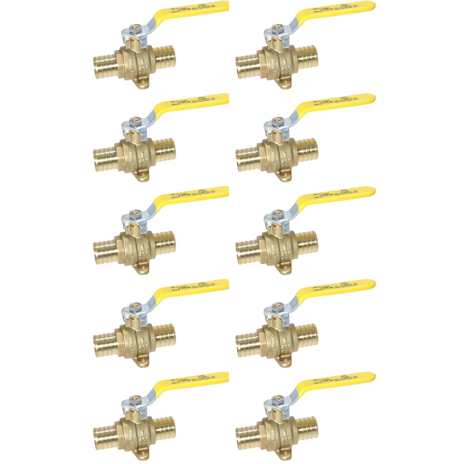 10 PIECES XFITTING 1" PEX SHUT OFF BALL VALVE WITH DROP EAR - FULL PORT, LEAD-FREE BRASS, CRIMP