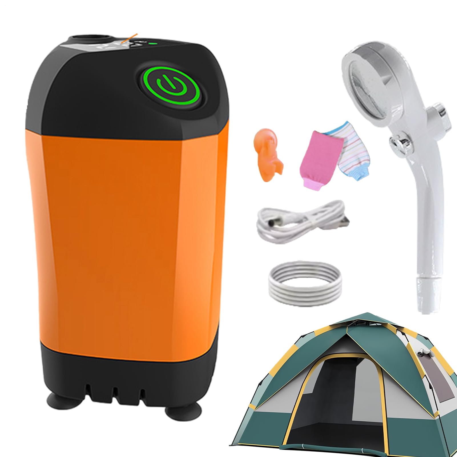Ducha Para Camping Bolsa De Ducha Portátil Para Camping Con Cabezal | Cabezal De Ducha Eléctrico Desmontable Con Mango Para Viajes Playa Limpieza De Mascotas Y Senderismo