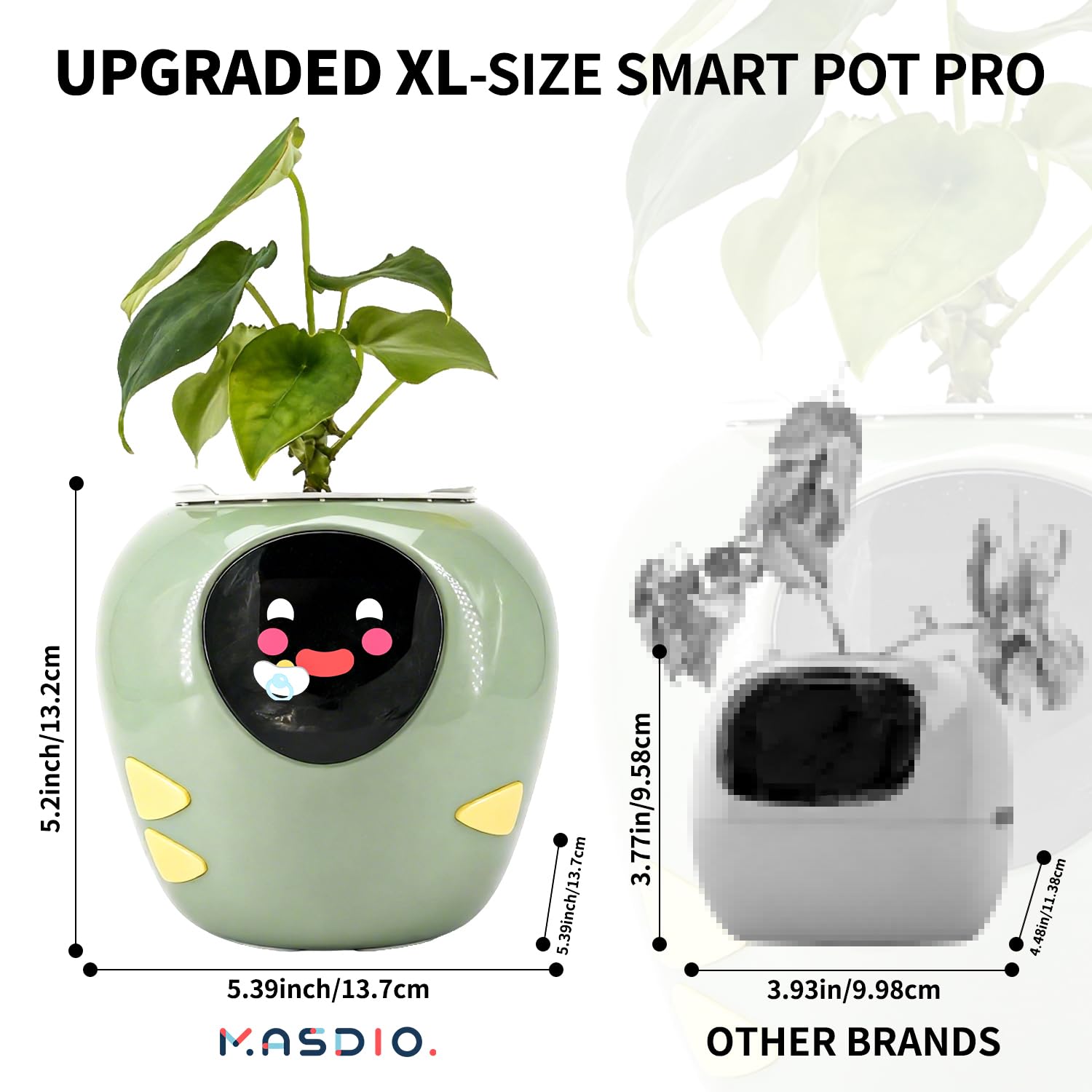Plantbot Robot de Macetas Inteligente Mejorado Grande con Inteligencia Artificial, Pantalla de Tiempo y Temperatura, y Numerosas Animaciones Expresivas, para Decoración Interior, Regalos (Verde)