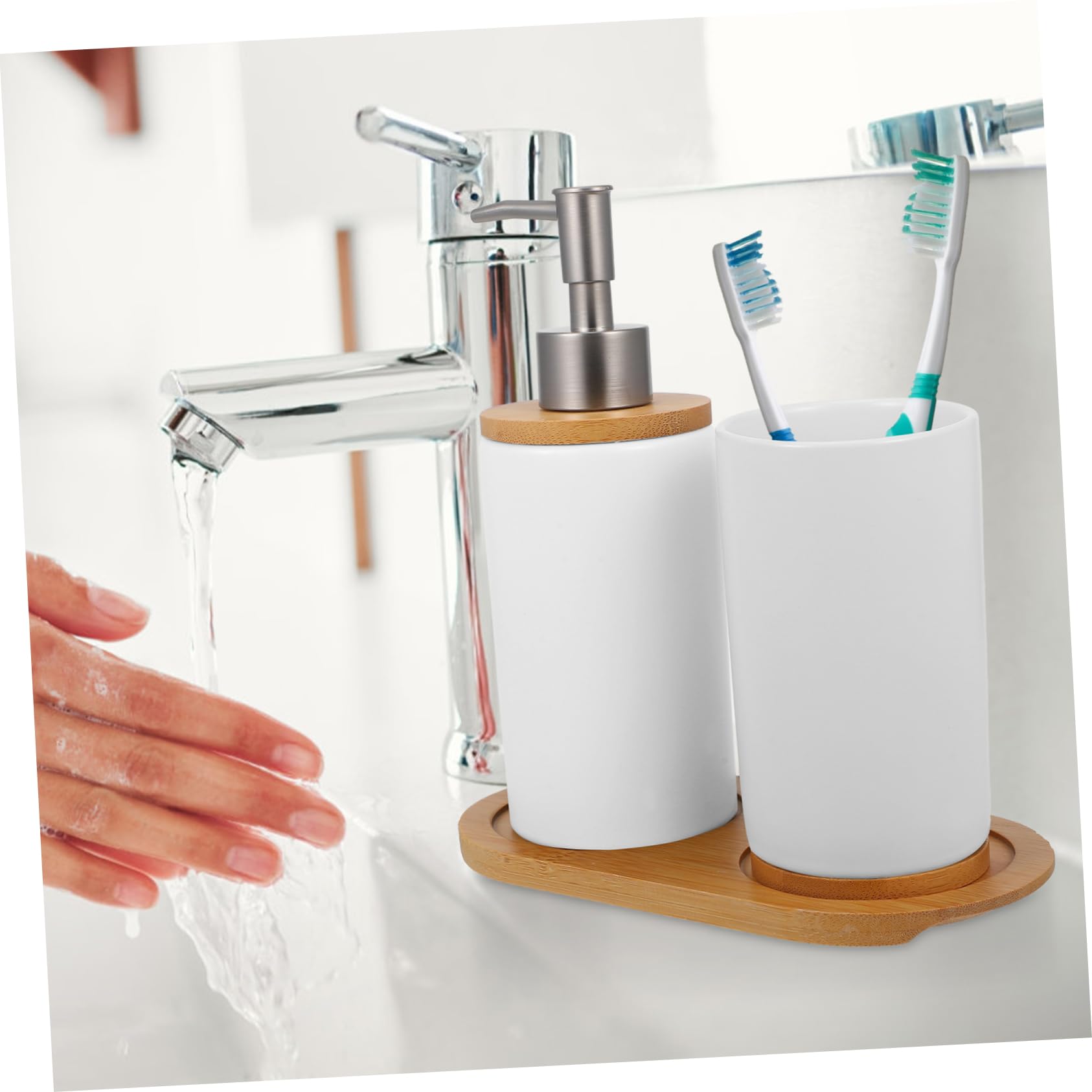 Alipis Ceramiczny Kubek Na Szczoteczkę Do Zębów Dozownik Do Balsamu Uchwyt Na Szczoteczkę Do Zębów Akcesorium Do Łazienki
