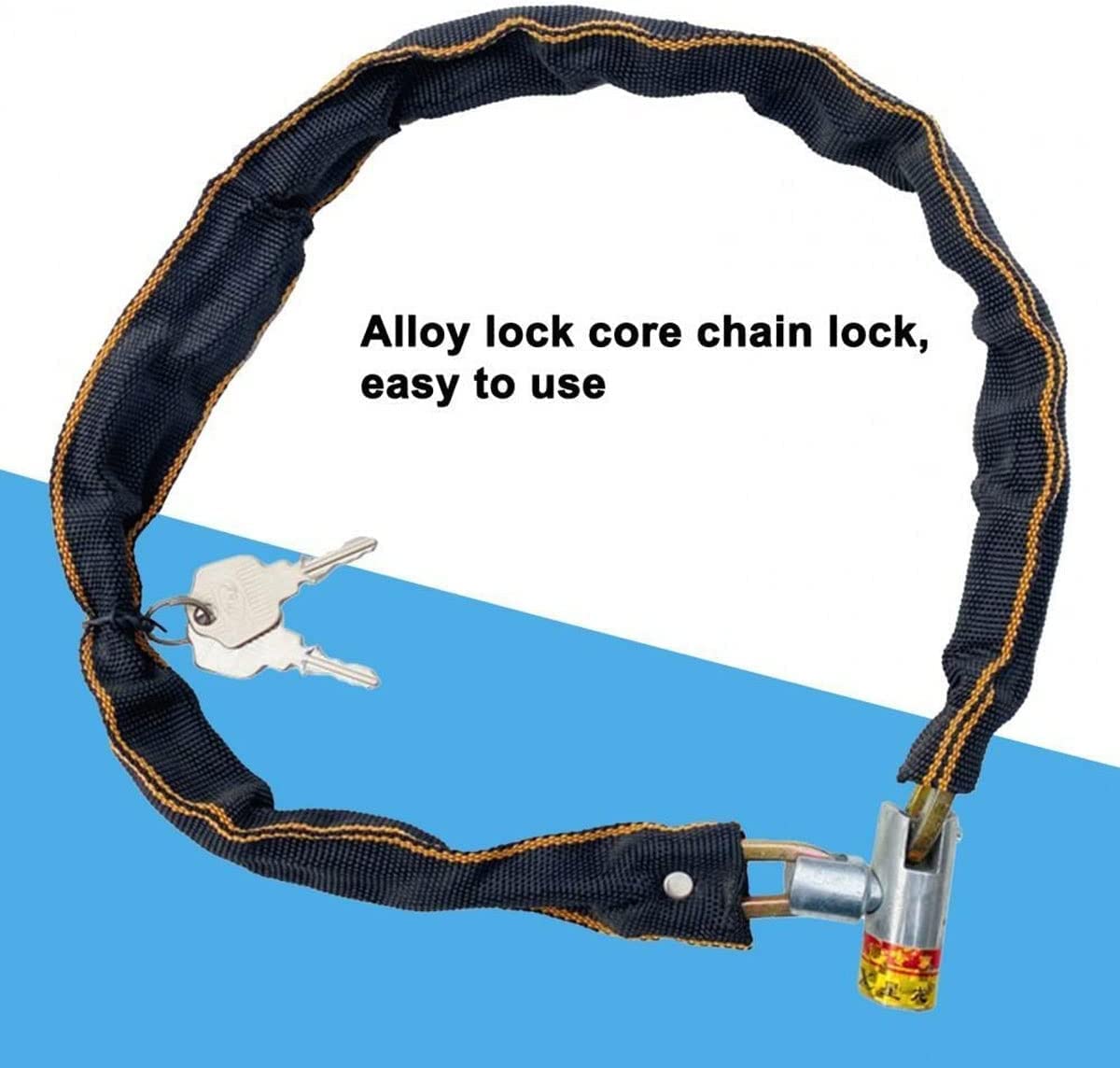 Candado antirrobo para Bicicleta de montaña, sólido y Ligero, para Exteriores, con Llavero, para Seguridad, para Bicicletas eléctricas (Negro, 80 cm)