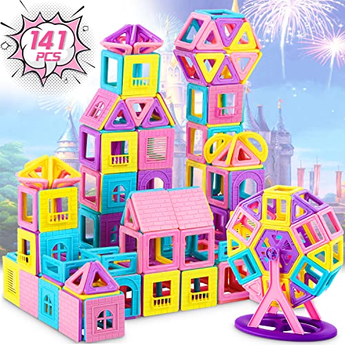 COOLJOY Blocs de Construction Magnétiques–141PCS Jeux de Briques Magnétiques de...