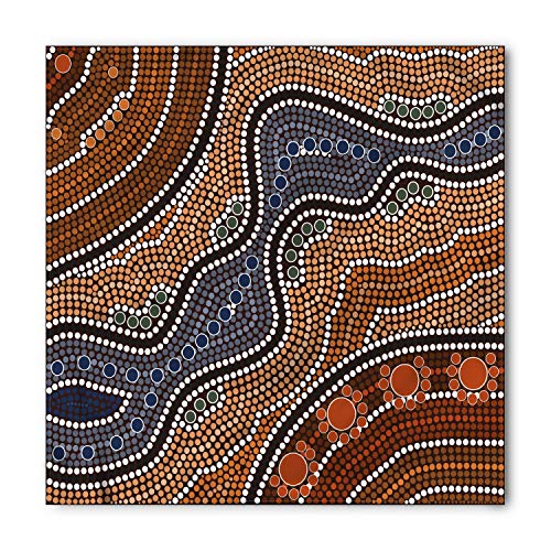 Lunarable Unisex Bandana, Art Aboriginal Culture Nature Scene, Orange Brown