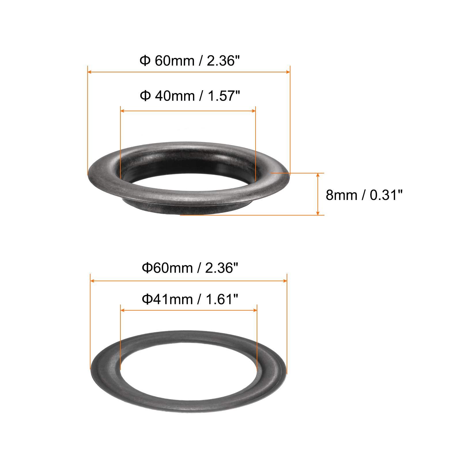 QUARKZMAN 10 Juegos de Ojales con Arandelas de 40mm Kit de Ojales de Metal de Cobre para Telas Cortinas Cinturones de Cuero Zapatos Bolsas Proyectos de Bricolaje Color Gris Plomizo
