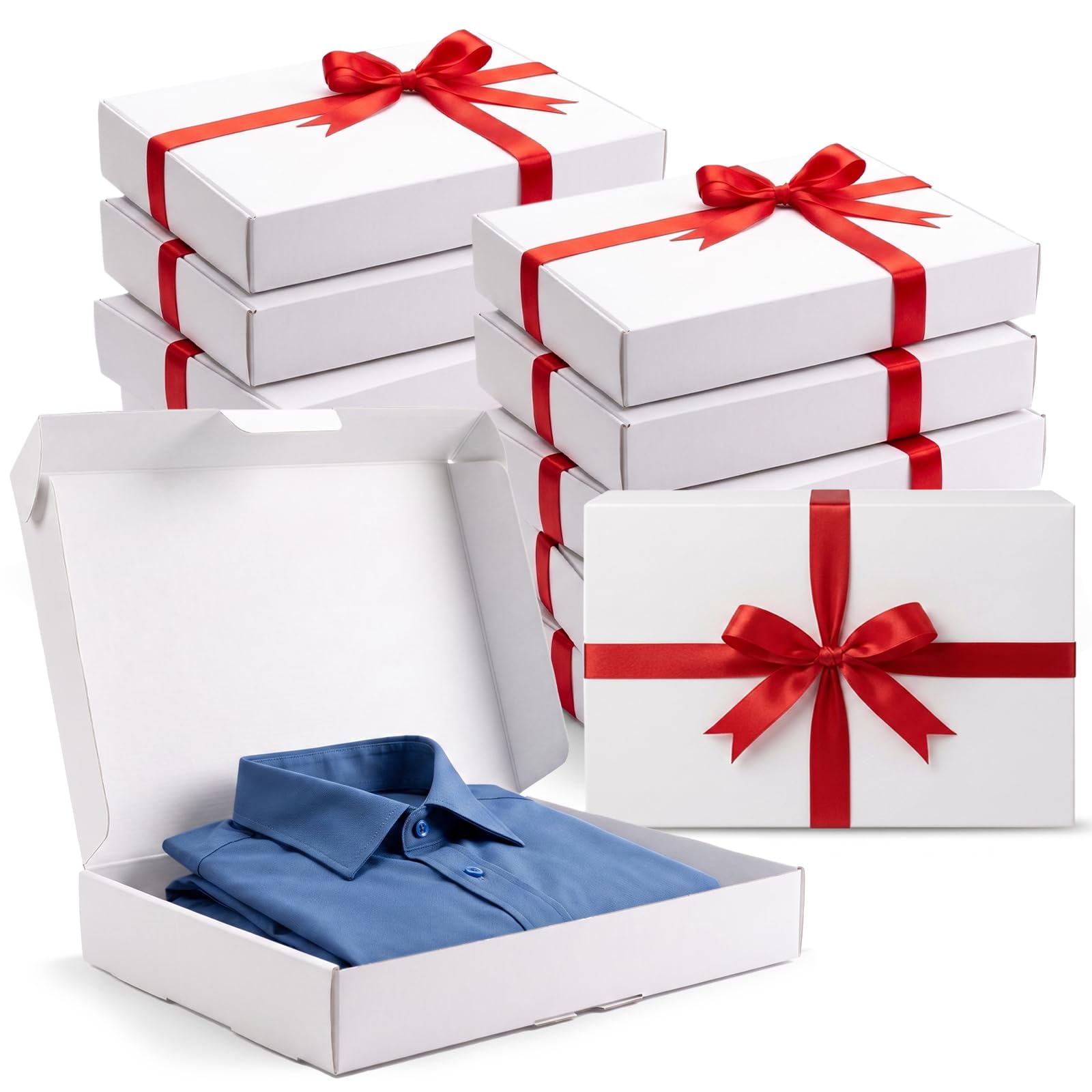 Boîtes cadeaux blanches Tlenpo avec couvercles 33x22x5cm lot de 12 - 8