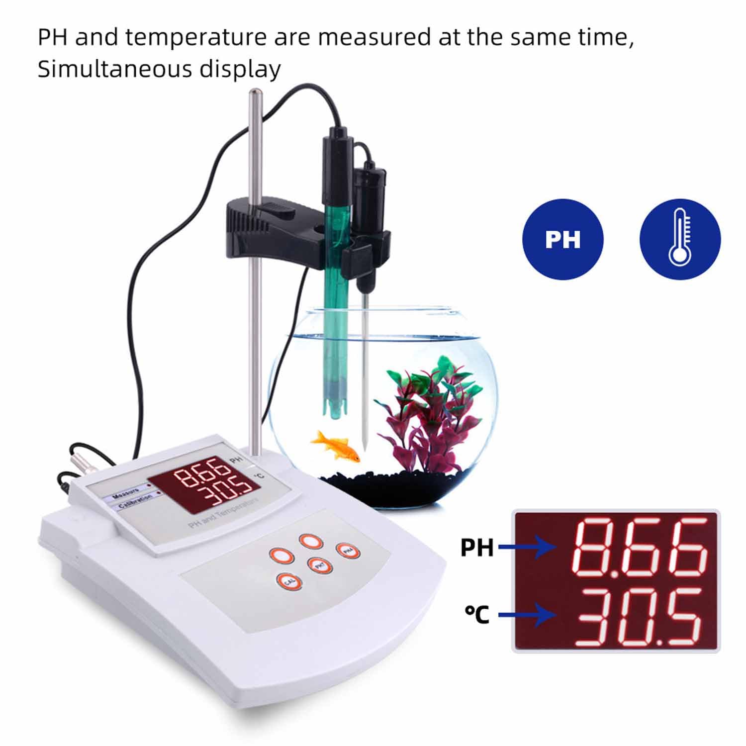 Miernik Laboratoryjny O Wysokiej Dokładności, Laboratoryjny PH-metr Stacjonarny Z Wyświetlaczem LCD, 2-punktowa Automatyczna Kalibracja Pomiaru PH 0,00–14,00, Dokładność ±0,01 PH