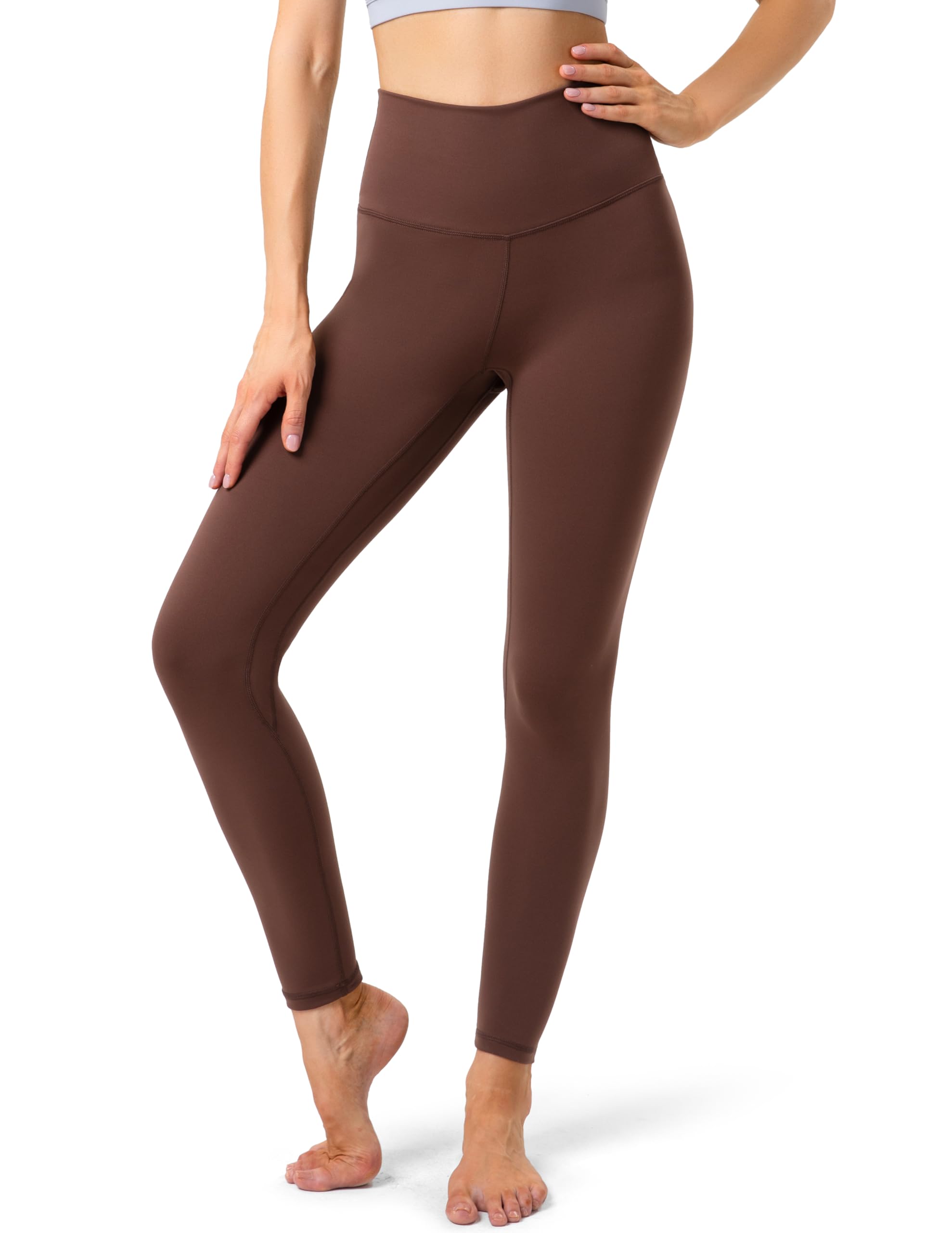 Photo 1 of YUNOGA Women's High Waisted Yoga Leggings 25" Inseam (S, Brown Stone)