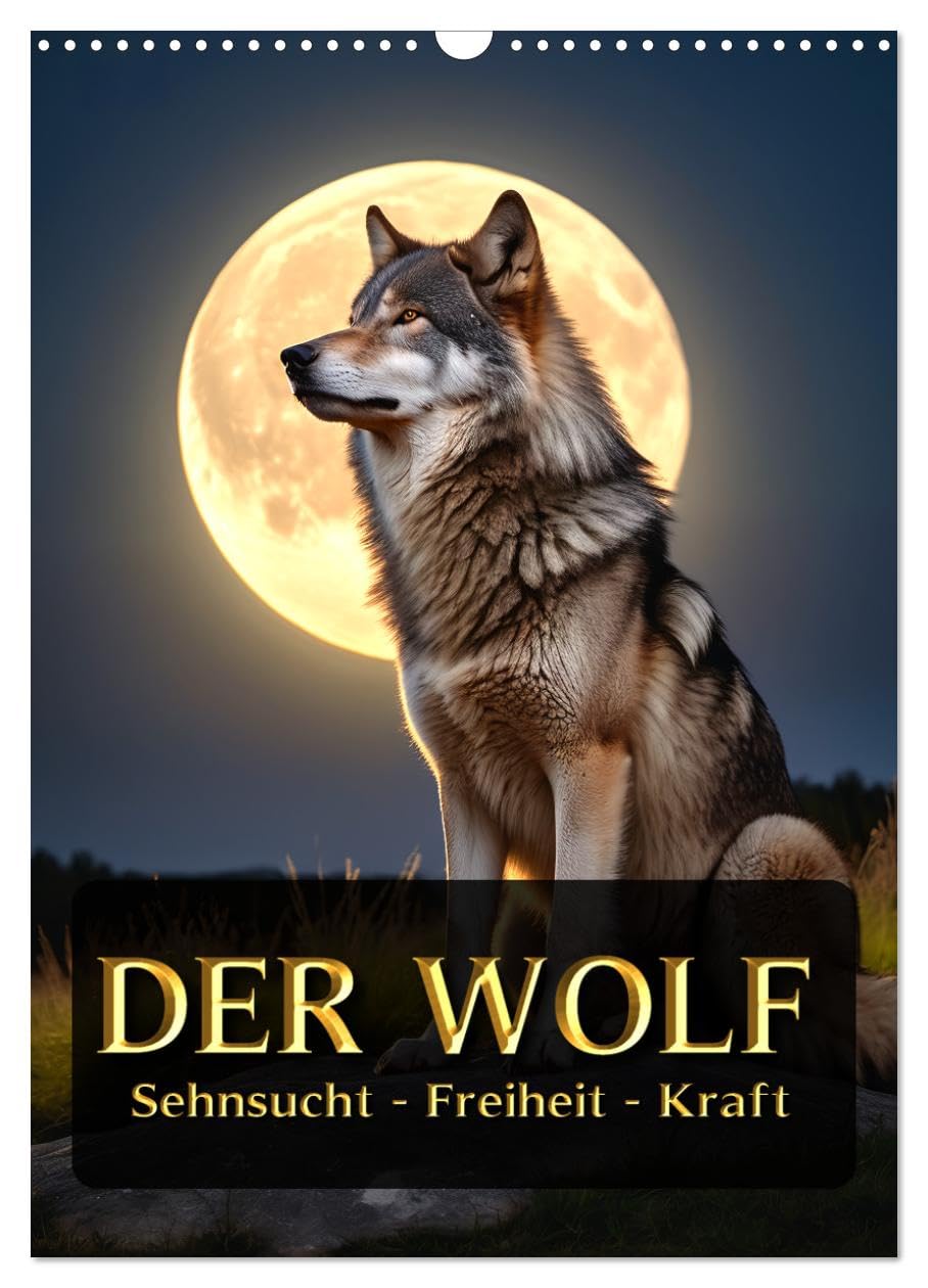 The wolf - Desire Freedom Power UK-Version (Wall Calendar 2026 DIN A3 Portrait), CALVENDO 12 Month Wall Calendar — image 1