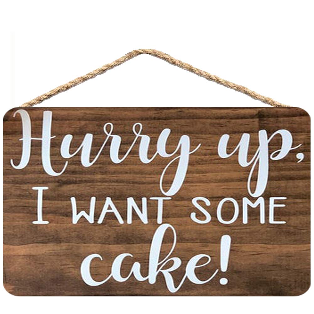 Kwqdozf As Pic Hurry Up I Want Some Cake Tin Sign Rustic Wedding Decor 12X16 Inch