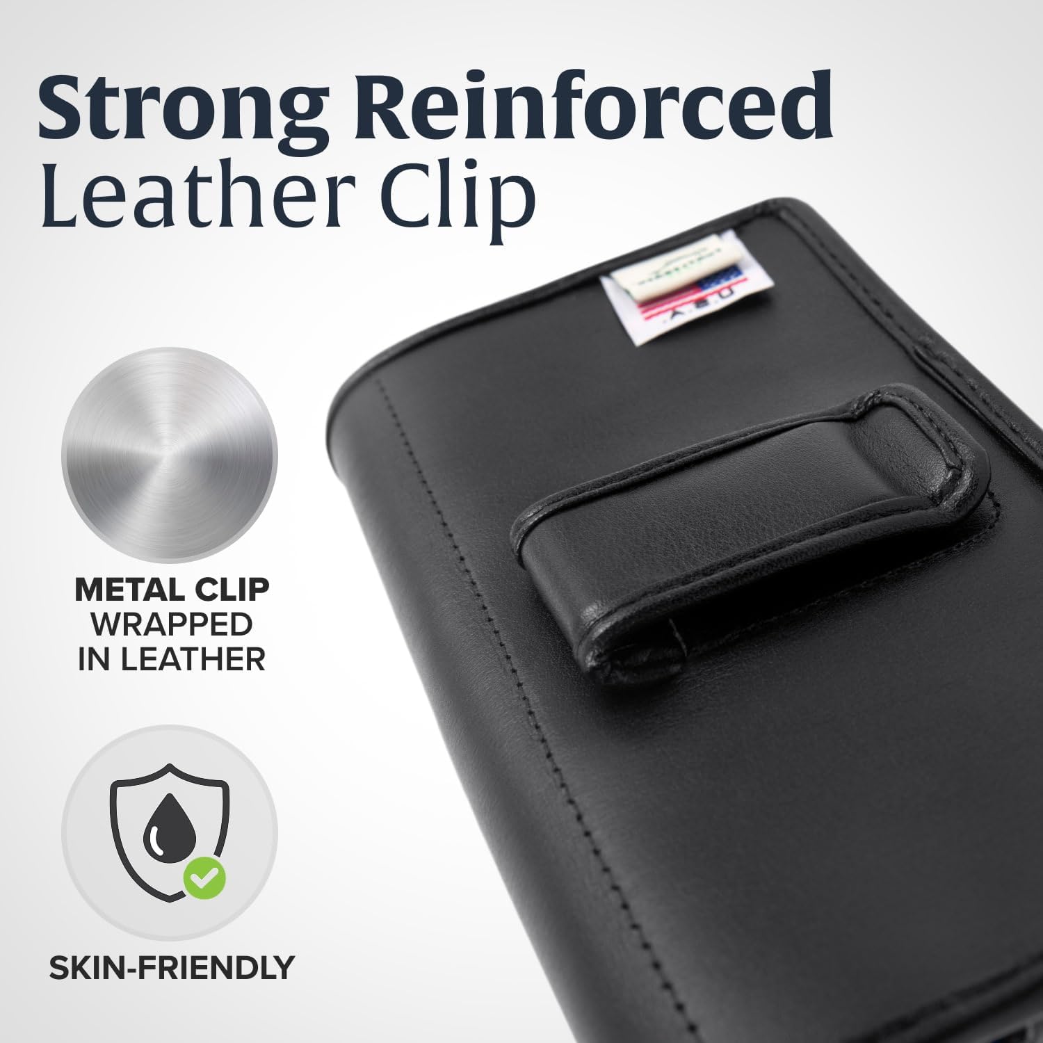 Turtleback Belt Holder for iPhone 16 Pro Max, 15 Pro Max, 14 Pro Max -Large- Fits w/Defender Bulky Style Cases, Premium Black Leather, Horizontal Case, Magnetic Close, Leather Wrapped Belt Clip - Image 4