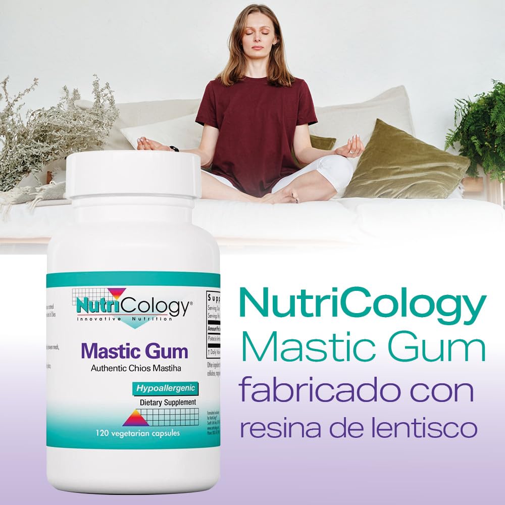 Nutricology, Mastic Gum (Mastix), 500mg, 120 Cápsulas veganas, Probado en Laboratorio, Vegetariano, Sin Gluten, Sin Soja, No GMO