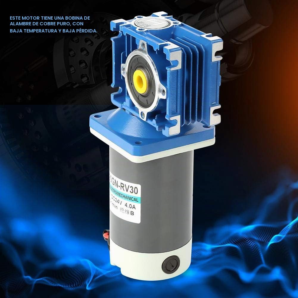 Motor DC 24V 1800RPM Velocidad Ajustable Motor de Engranaje Helicoidal Autobloqueante 90W 8 Polos con Reductor RV30 para Abrepuertas y Ventanas