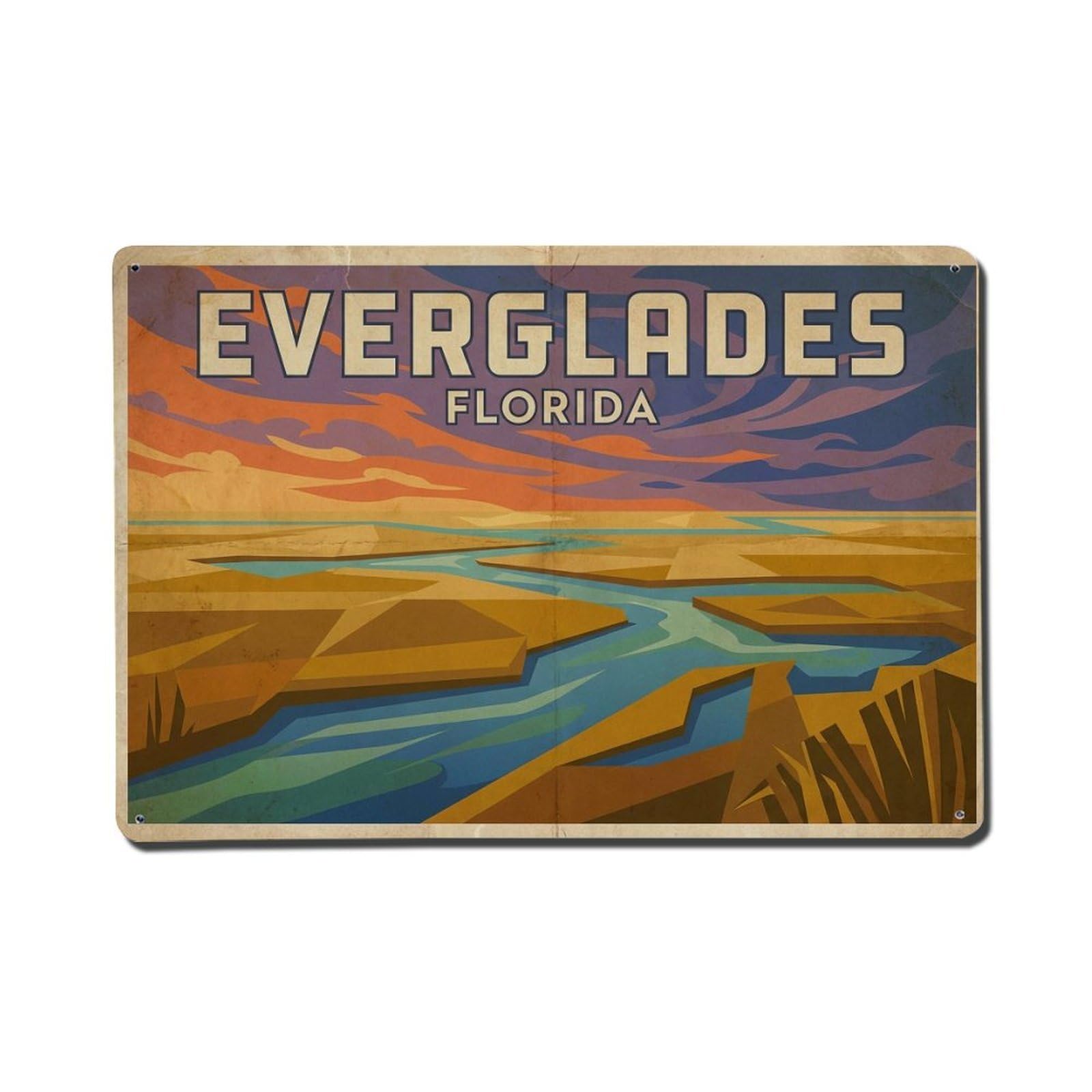 Cxhjca 8X12inch(20X30cm) Travel Vintage Usa Everglades Metal Tin Sign