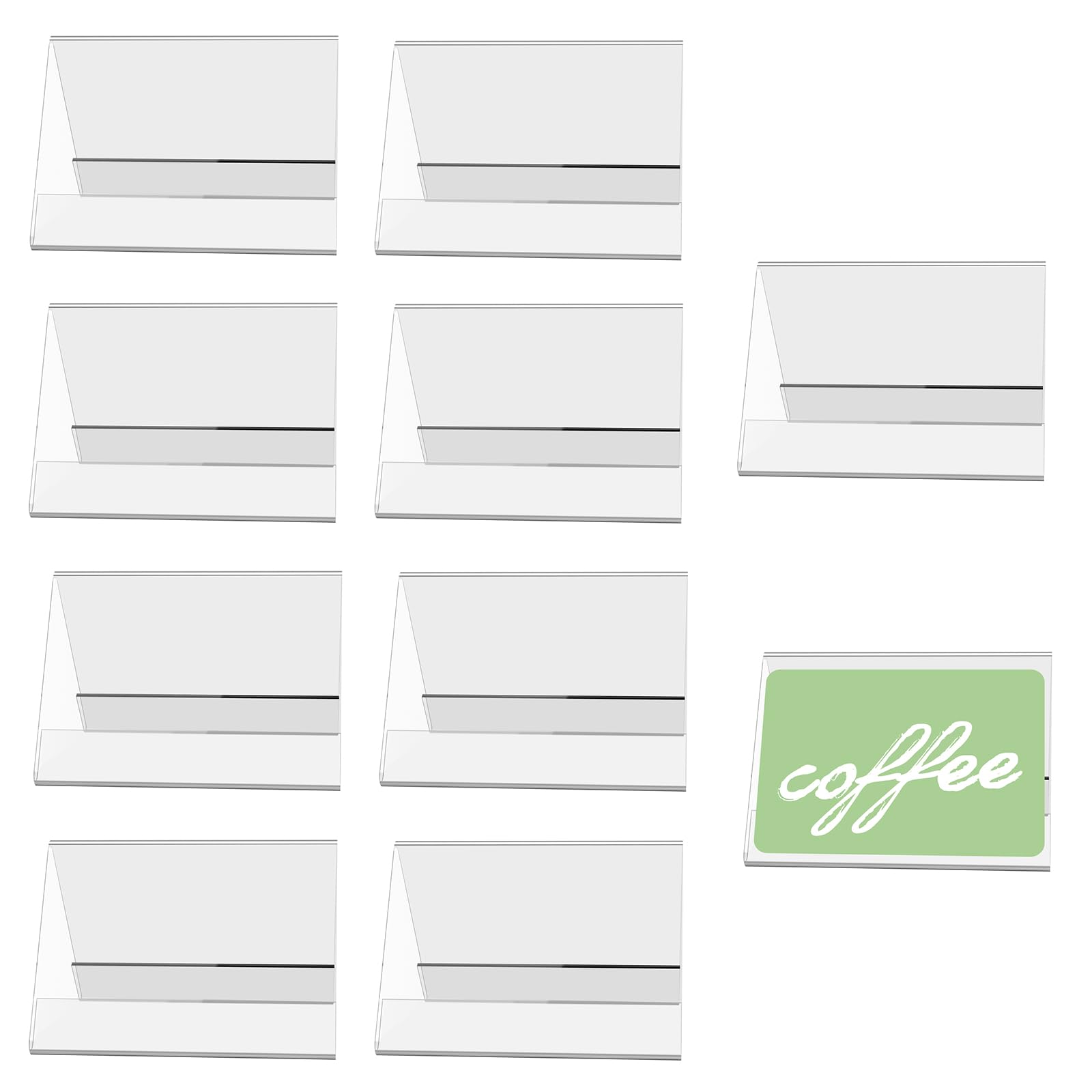 Photo 1 of 10 PCS Acrylic Table Tent Sign with 20 PCS Blank Cards, Coffee & Tea Reserved Sign Table Beverage Display Signs for Weddings, Birthday Parties, Message Board Signs, Buffet, Bakery