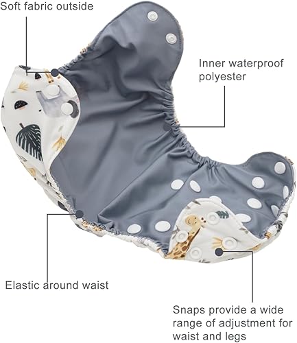 Miniatura 2 de babygoal Funda de tela para bebés preplegados, planos o pañales ajustados, ajustable, reutilizable, impermeable