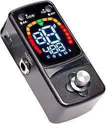Pedal afinador para instrumentos musicais, mini, preciso, compacto, robusto e profissional para guitarra elétrica cromática e baixo.