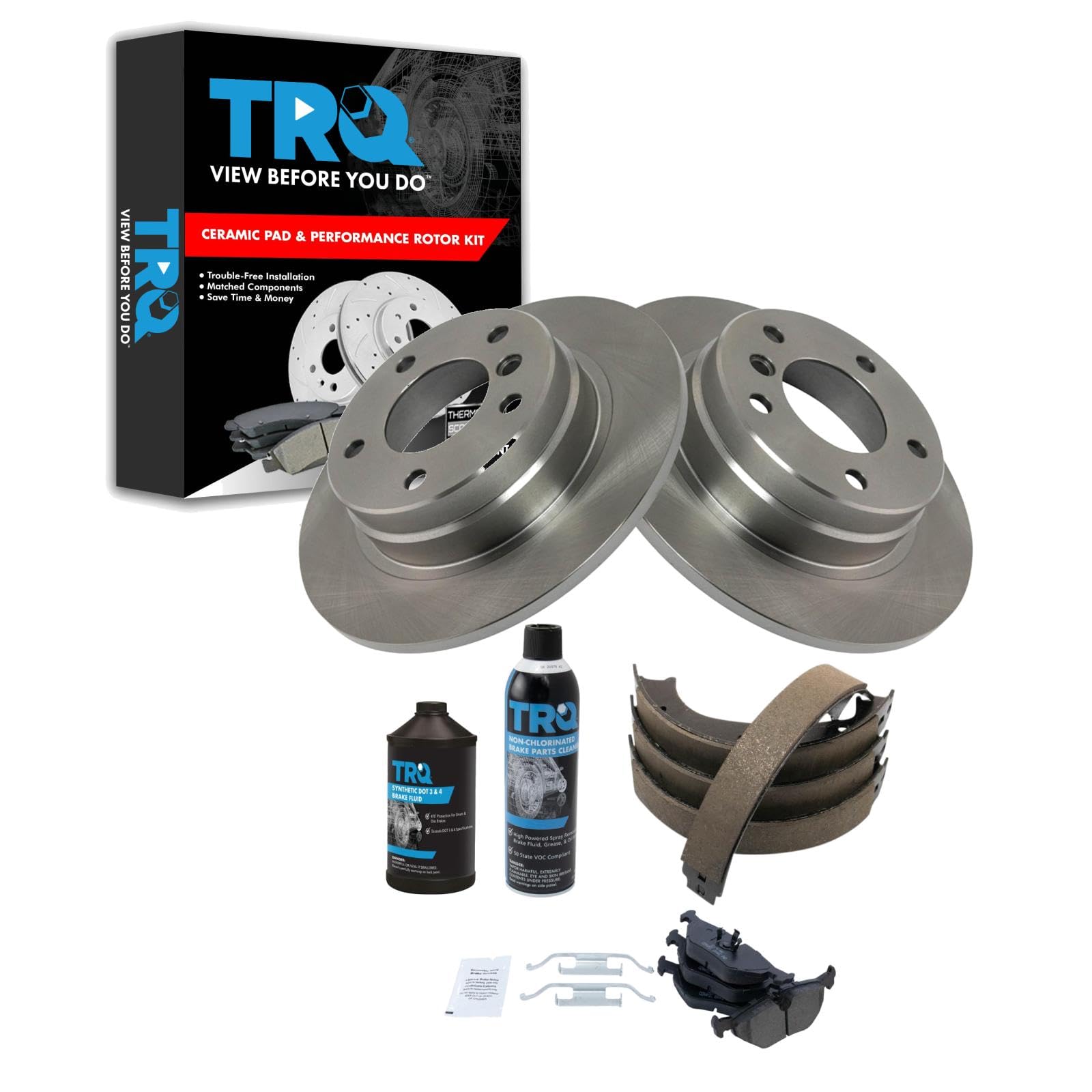 TRQ Rear Brake Pad &amp; Rotor Kit