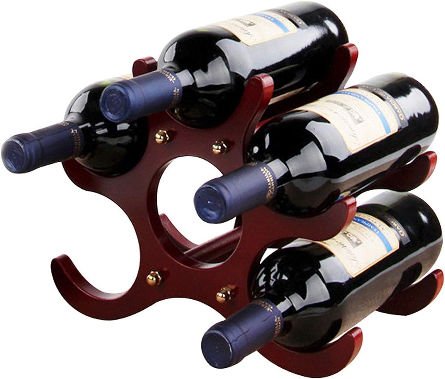 Tabletop Wine Racks I Creative Wooden Bottles Holder for 6 Liquor Or Wine Bottles I Ideal for Home & Kitchen Décor I Red Wine Home Decoration