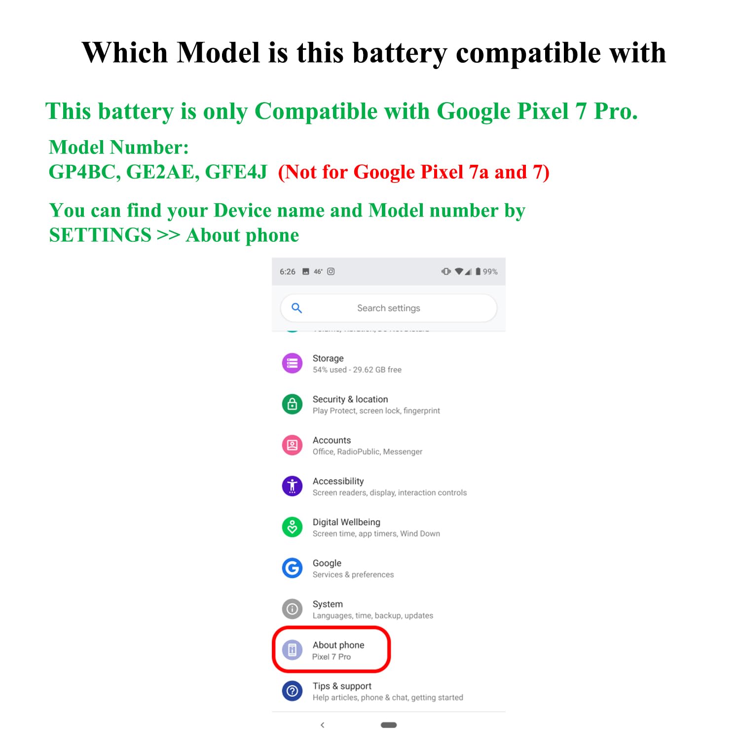 Viimon for Pixel 7 Pro Battery Replacement Kits Compatible with Google Pixel 7 Pro 6.7'' Model GP4BC, GE2AE, GFE4J with Adhesive and Repair Tool Kits