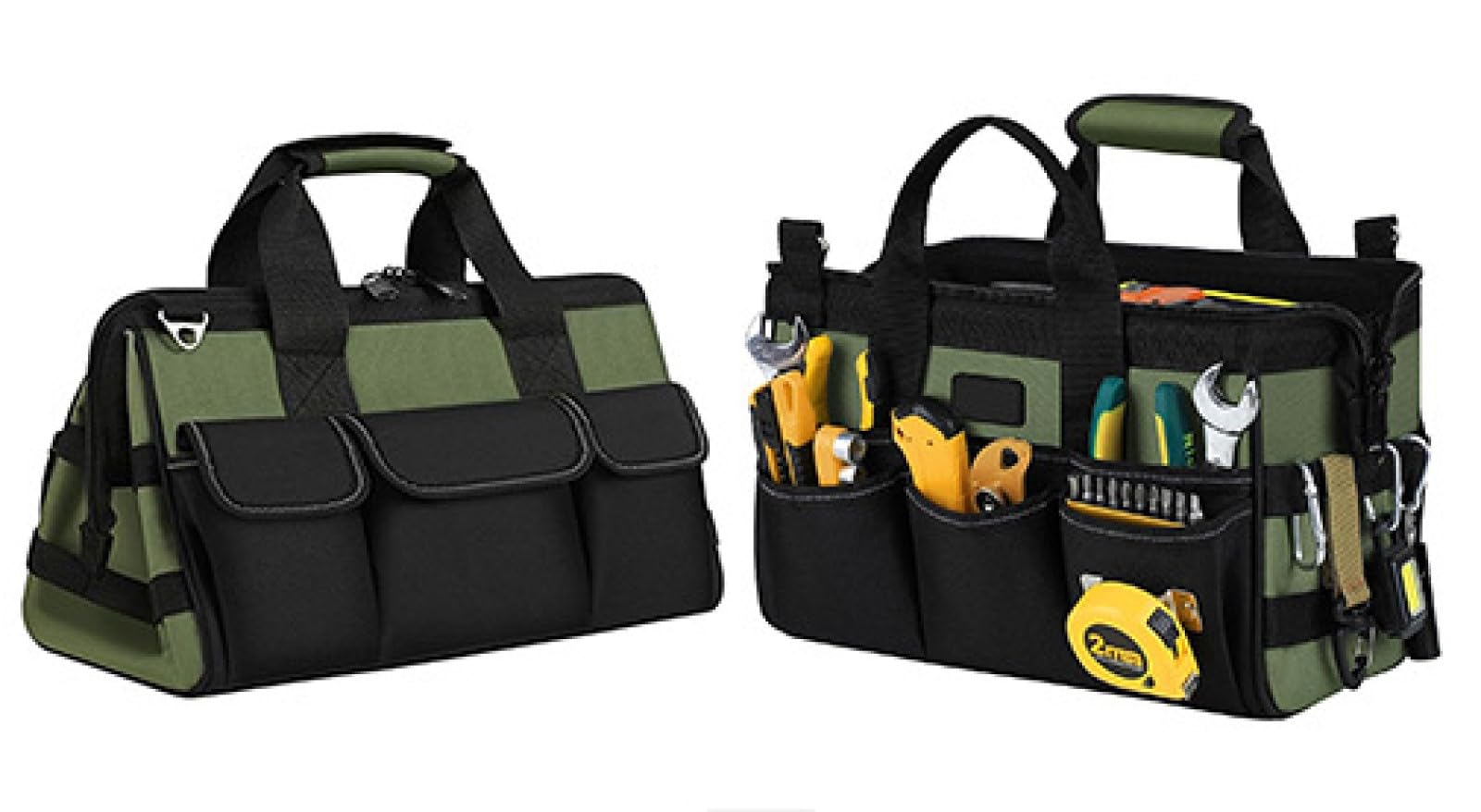 Sacoche Outils,Sac Outils vide,25 Poches Grand Ouverture Robuste Sac à Outils,Organiseur de Rangement,étui de Transport pour Papa,Homme,Mécanicien,électricien,Jardinage(Sac Uniquement)