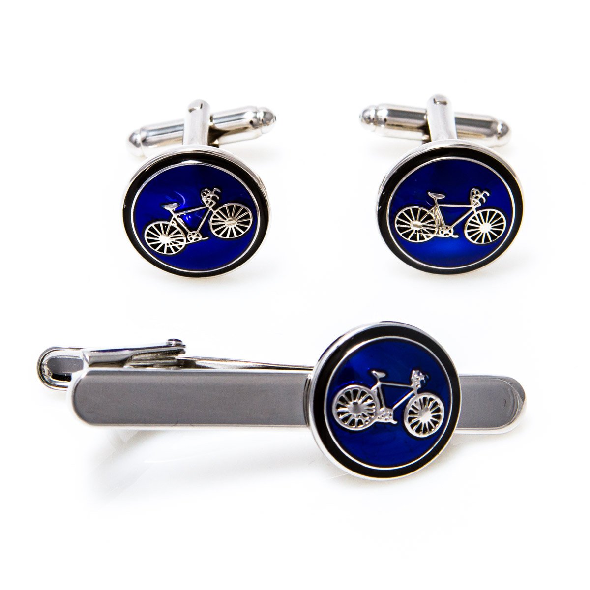 MRCUFFBike Bicycle Cycling Cyclists Cufflinks & Tie Bar in a Presentation Gift Box & Polishing Cloth